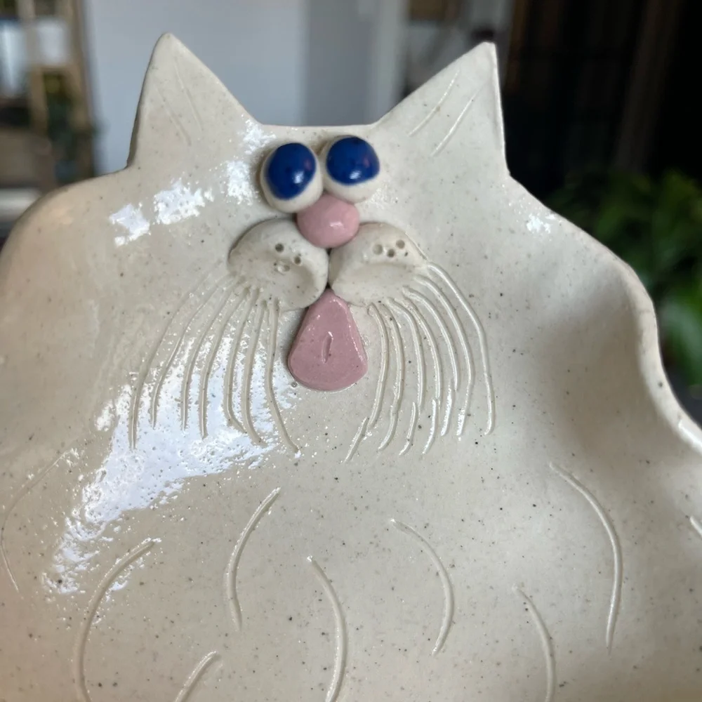Vintage Ceramic Cat Soap Dish Handmade